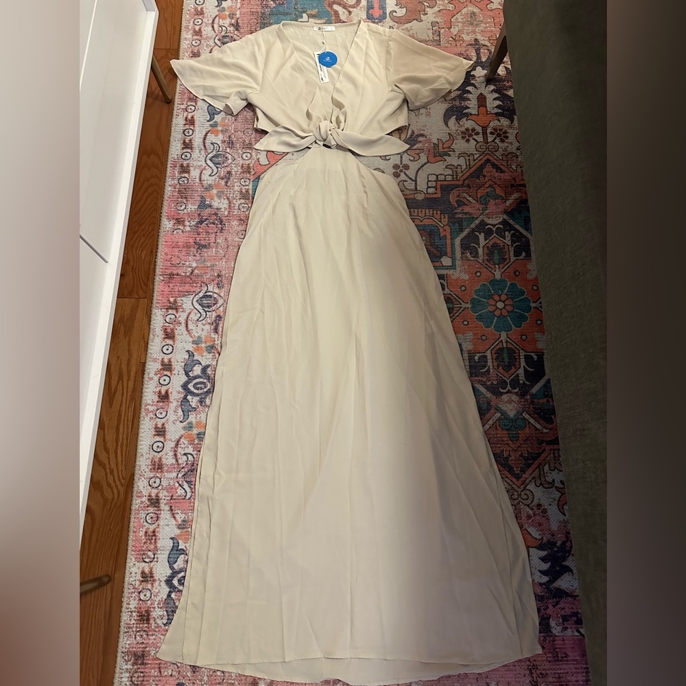 Off-white/light beige vacation maxi/cover up